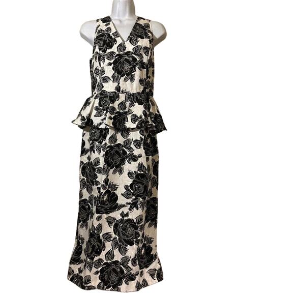 Vtg Italian Dressing Square Peplum, Blk/Wht Cocktail Dress, 40s inspired USA 5/6 - Picture 2 of 9